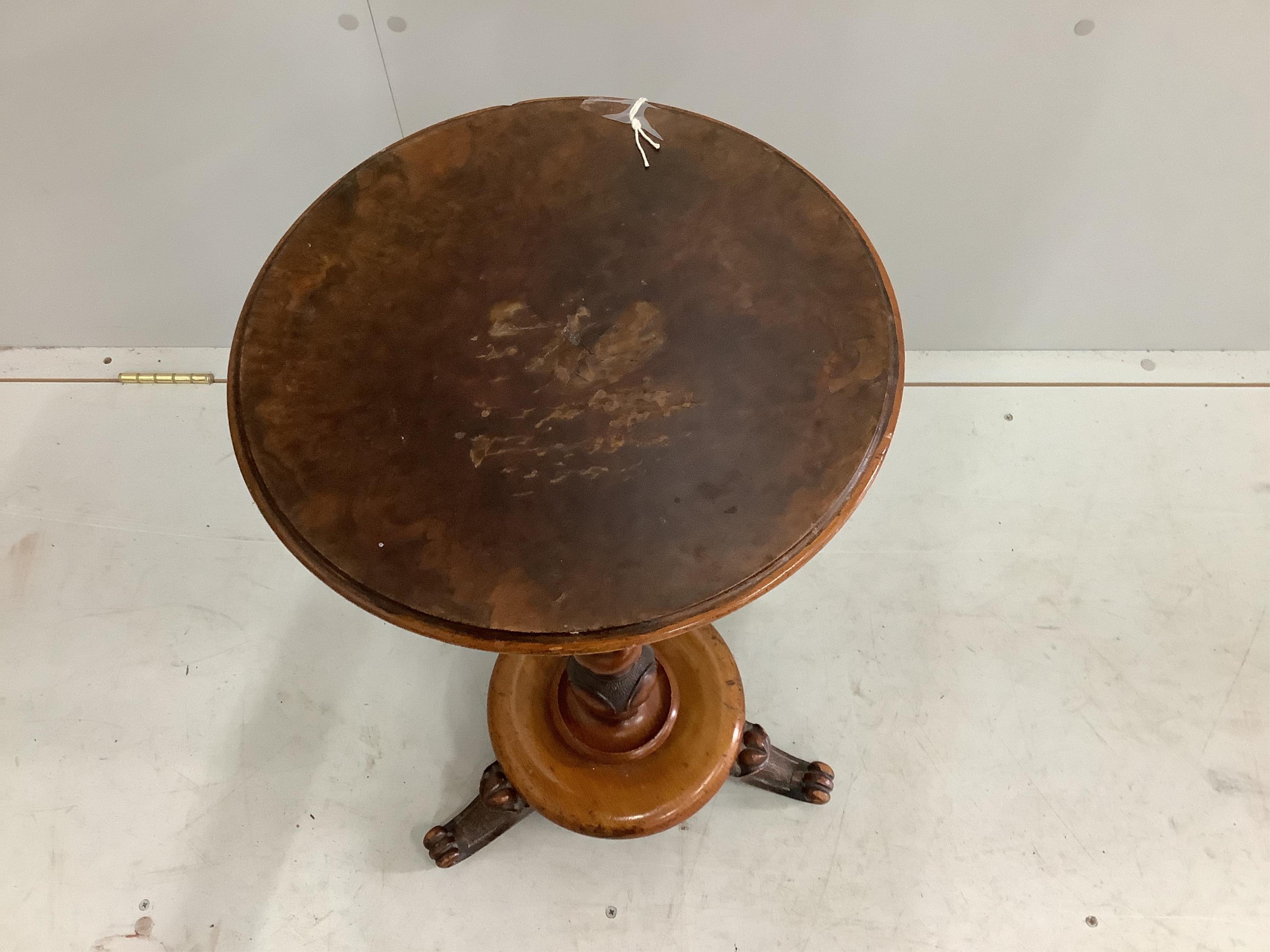 A Victorian walnut twisted stem candlestand, diameter 33cm, height 67cm